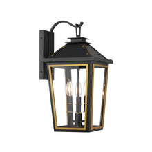 Load image into Gallery viewer, Ollie 3 Lights Outdoor Wall Sconce Matte Black and Gold
