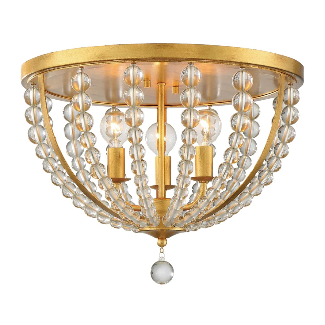 Josie Collection - Antique Gold & Clear Glass Flush Mount