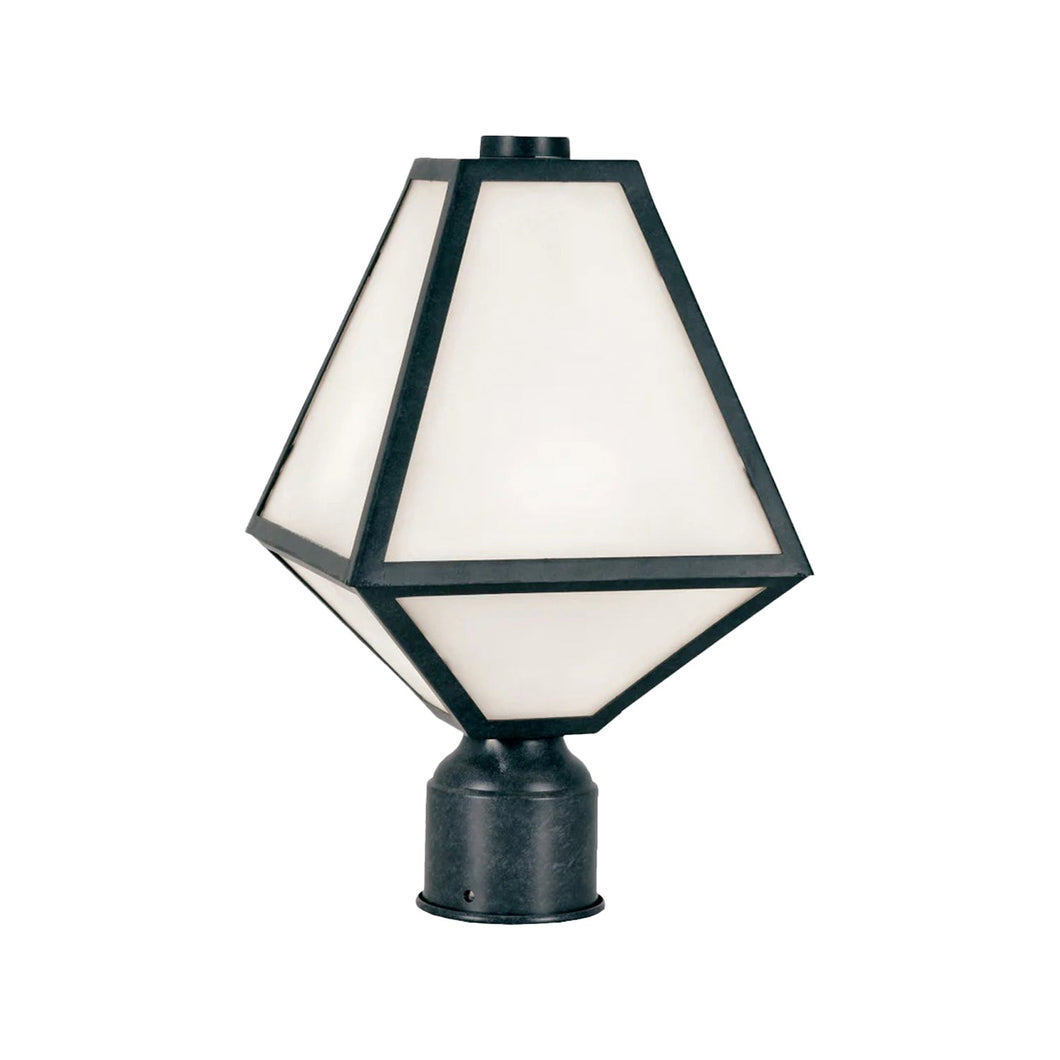 Tori Collection - Black Charcoal & White Glass Outdoor Lamp - black