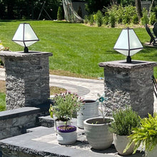 Load image into Gallery viewer, Tori Collection - Black Charcoal &amp; White Glass Outdoor Lamp - black
