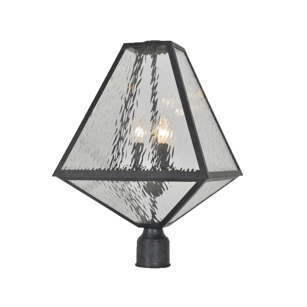 Tori Collection - Black Charcoal & Clear Water Glass Outdoor Lamp - black