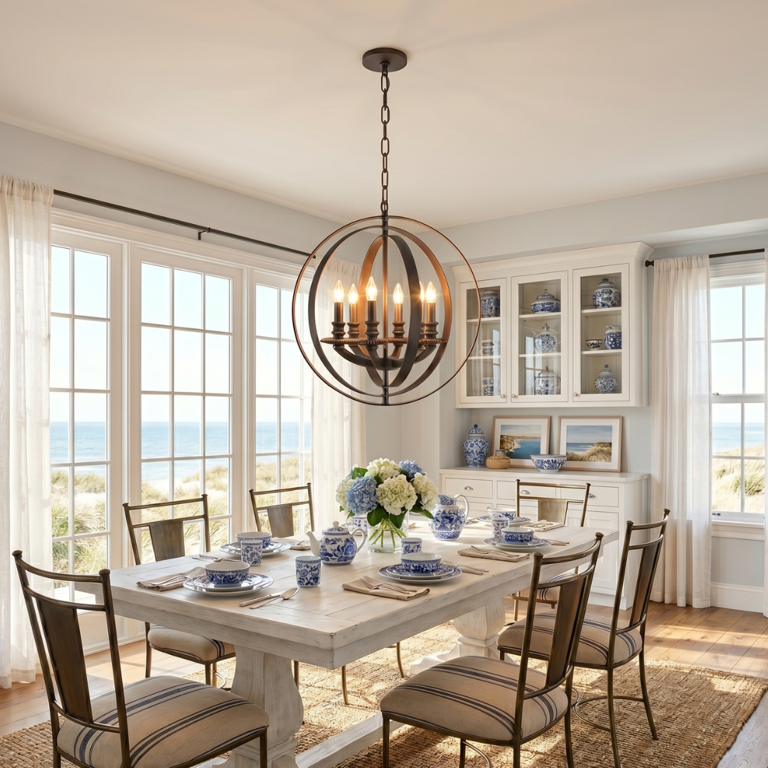 Hampton Orb - 6 Light - Dark Bronze