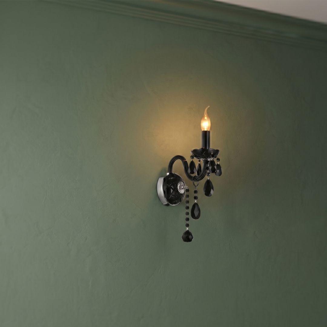 Jet Black Bohemian Wall Sconce - Single Arm