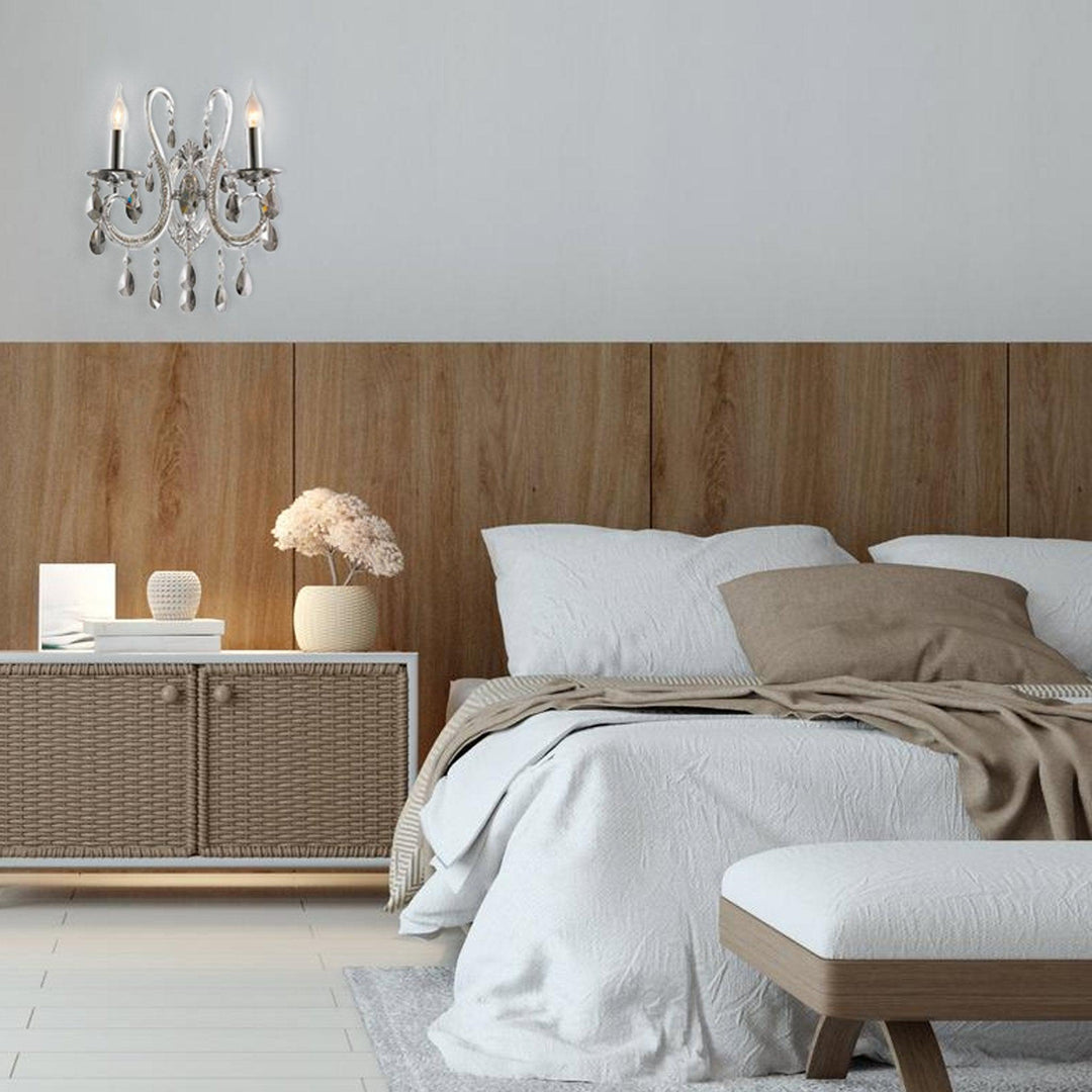 NewYork Princess Wall Sconce - Double Arm - Smoke Crystal- W:35cm