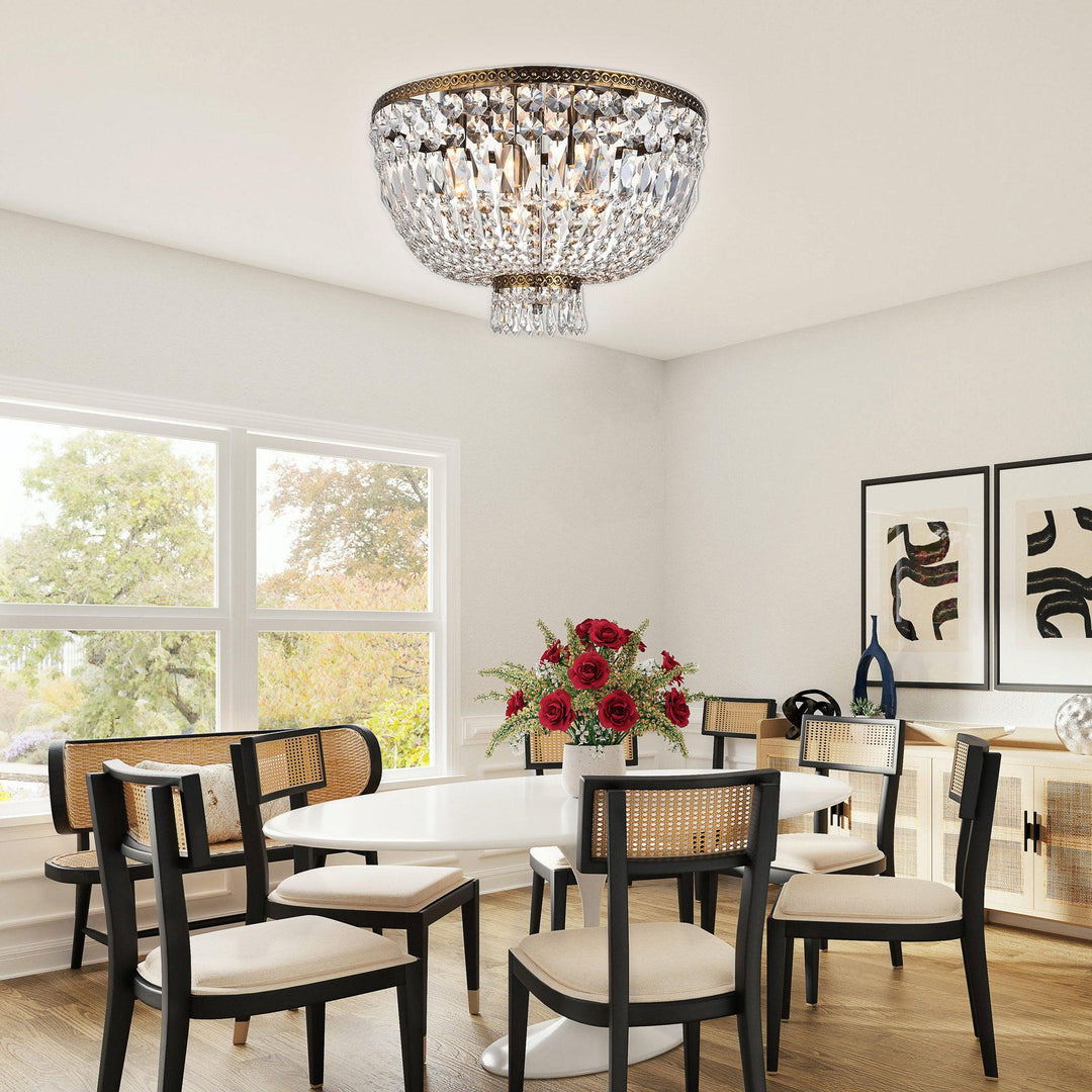 French Basket - Flush Mount Chandelier - Antique Bronze - W:60cm