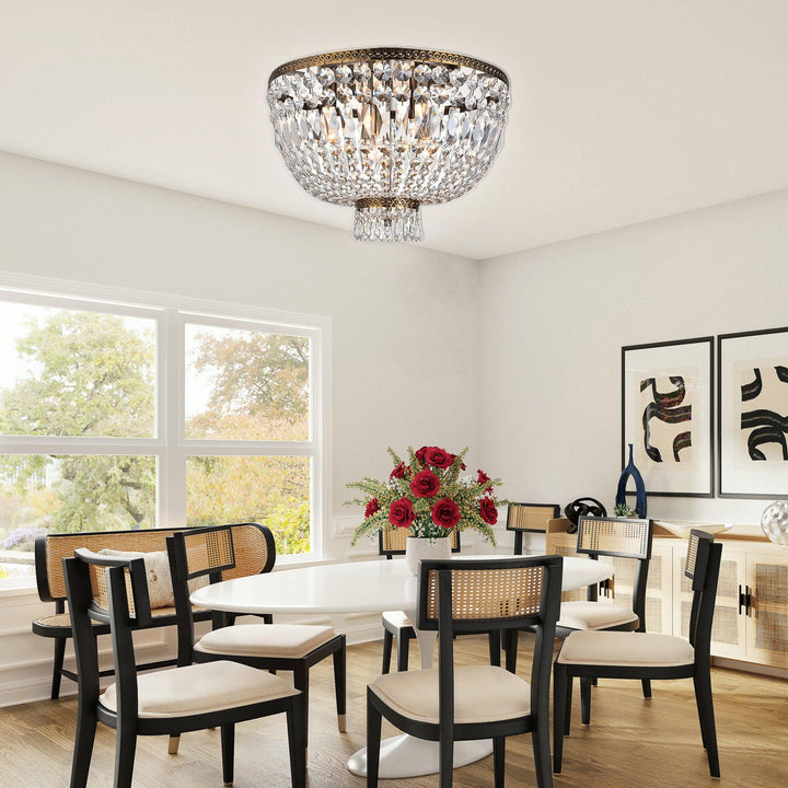 French Basket - Flush Mount Chandelier - Antique Bronze - W:60cm