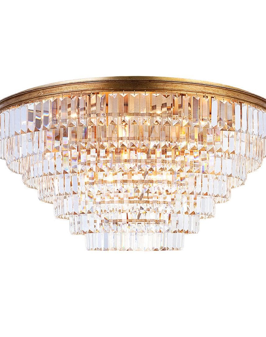 Jordan Collection - Flush Mount Chandelier - Antique Gold - W:90cm