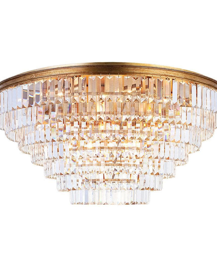 Jordan Collection - Flush Mount Chandelier - Antique Gold - W:90cm