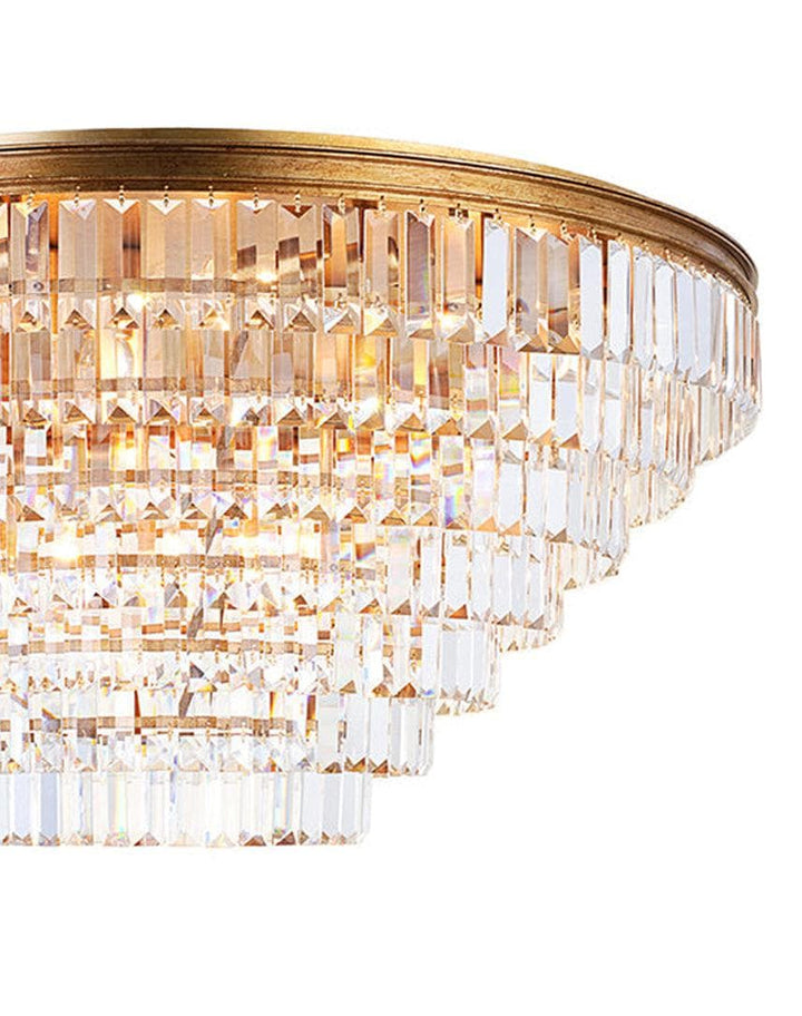 Jordan Collection - Flush Mount Chandelier - Antique Gold - W:90cm