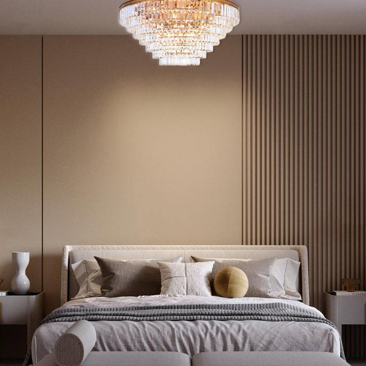 Jordan Collection - Flush Mount Chandelier - Antique Gold - W:90cm