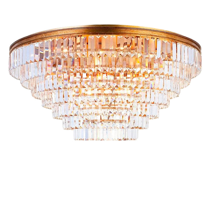 Jordan Collection - Flush Mount Chandelier - Antique Gold - W:90cm