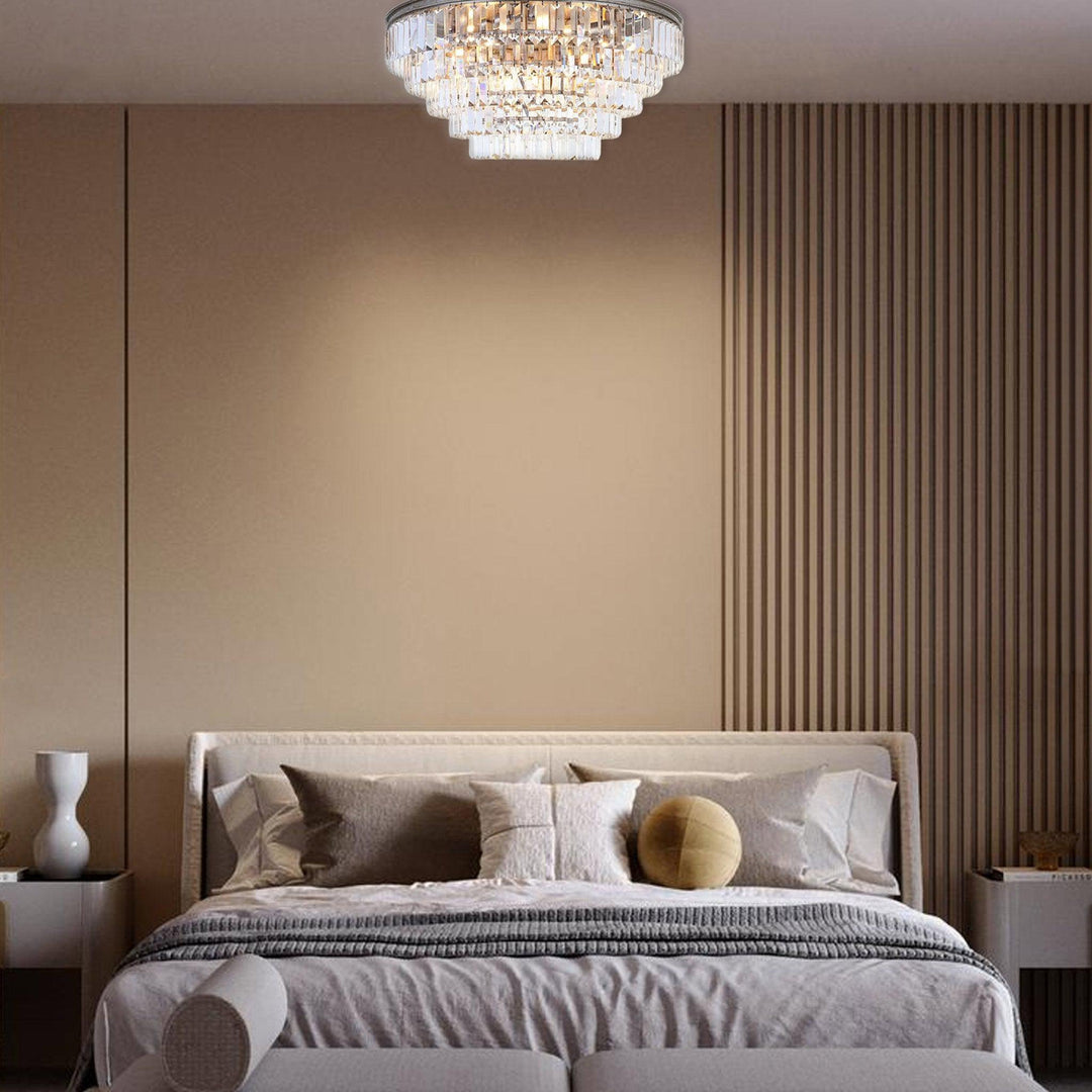 Jordan Collection - Flush Mount Chandelier - Champagne Finish - W:70cm