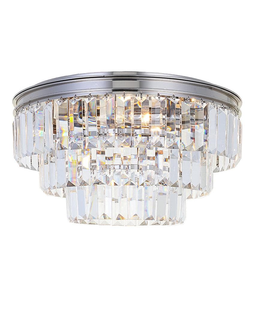 Jordan Collection - Flush Mount Chandelier - Nickel Plated - W:40cm