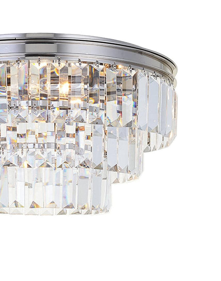 Jordan Collection - Flush Mount Chandelier - Nickel Plated - W:40cm