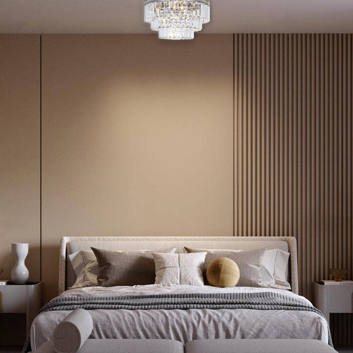Jordan Collection - Flush Mount Chandelier - Nickel Plated - W:40cm