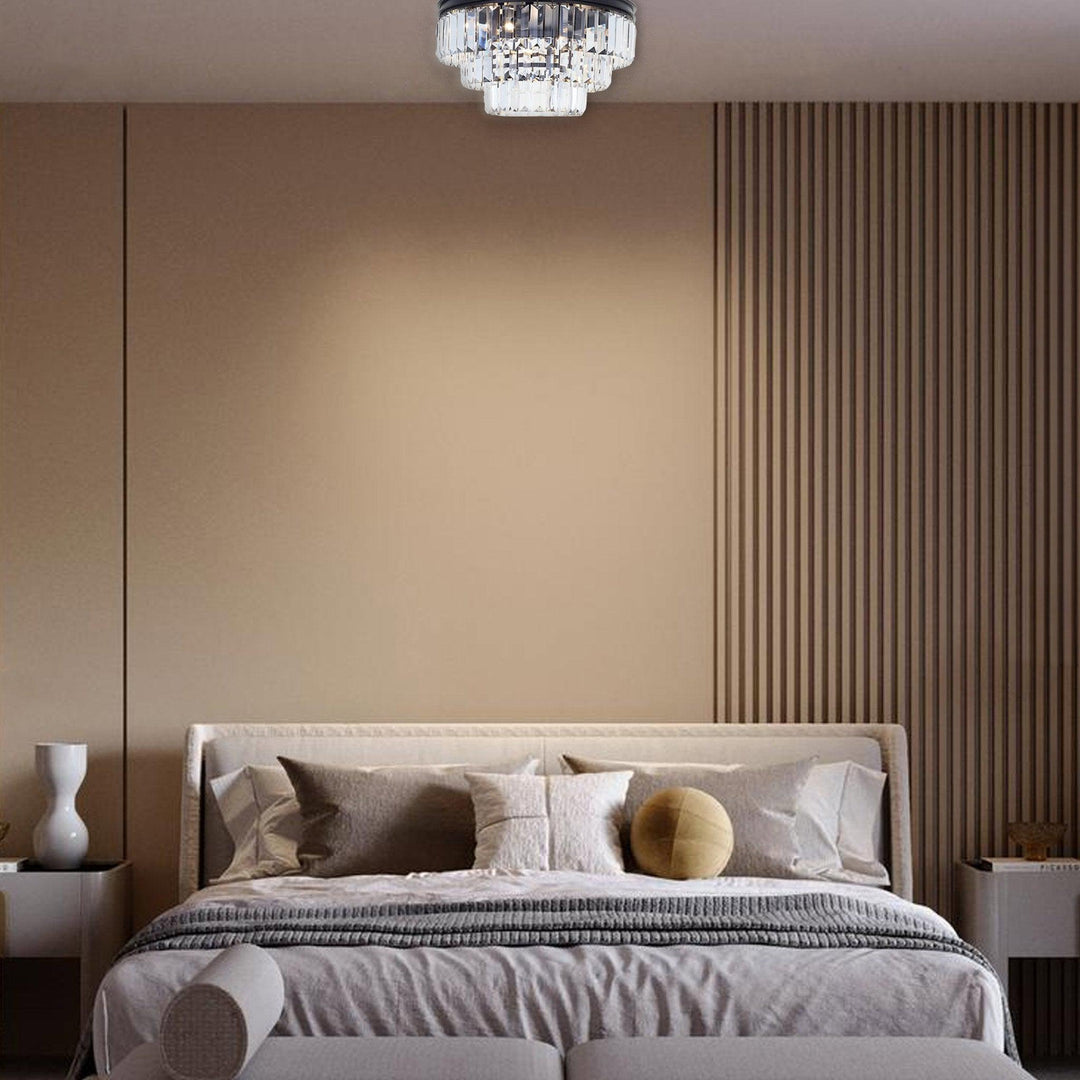 Jordan Collection - Flush Mount Chandelier - Warm Bronze - W:40cm