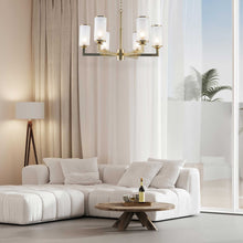 Load image into Gallery viewer, Provincial Collection - 6 Light Chandelier - Frosted Glass - Brass
