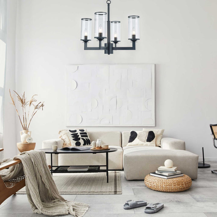 Provincial Collection - 4 Light Chandelier - Matte Black - Designer Chandelier Australia