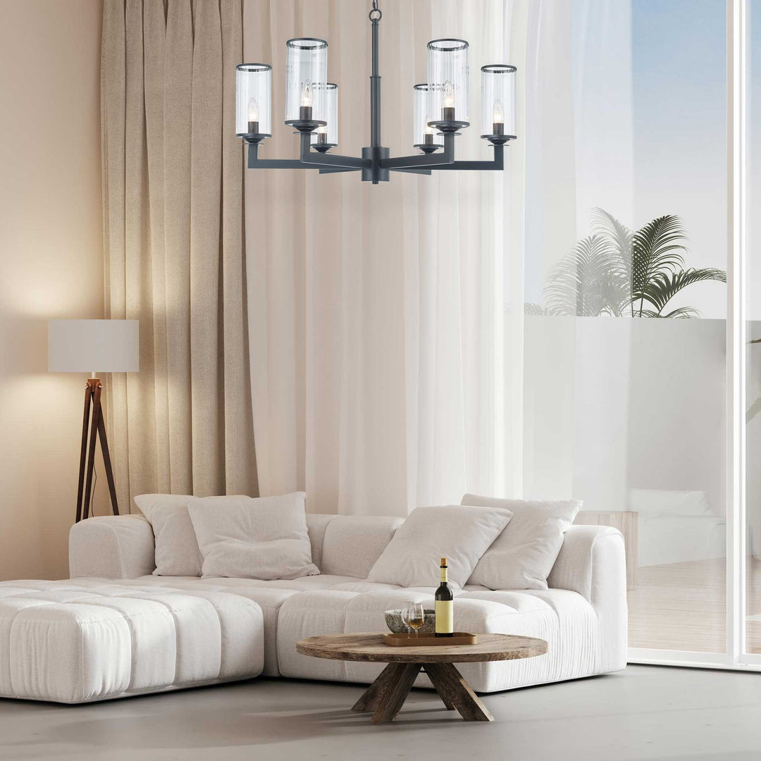 Provincial Collection - 6 Light Chandelier - Matte Black - Designer Chandelier Australia