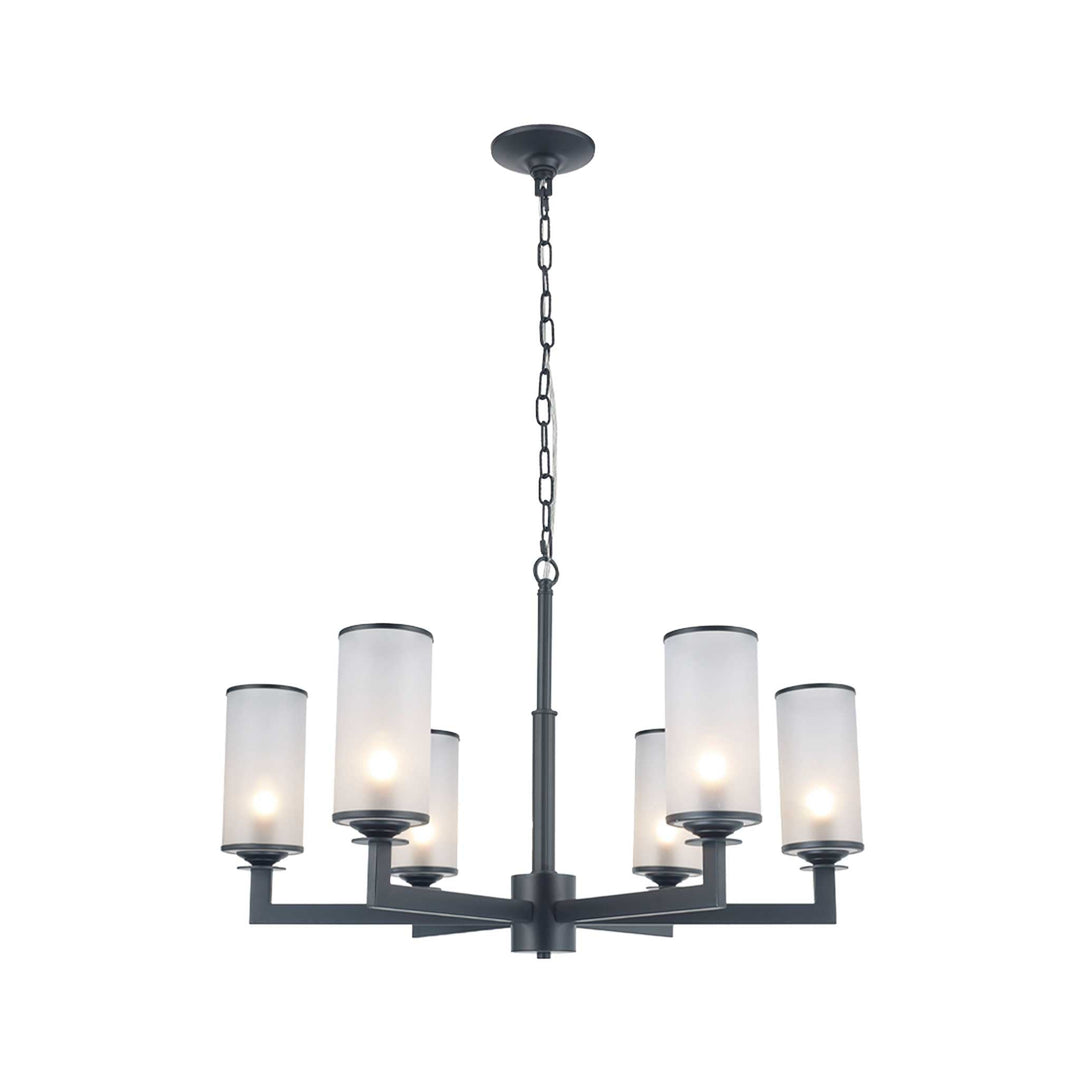 Provincial Collection - 6 Light Chandelier - Frosted Glass - Matte Black - Designer Chandelier Australia