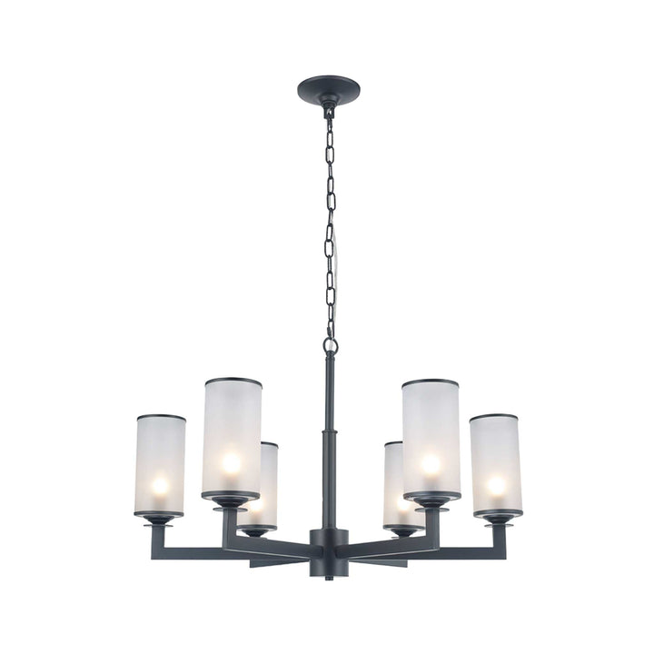 Provincial Collection - 6 Light Chandelier - Frosted Glass - Matte Black - Designer Chandelier Australia
