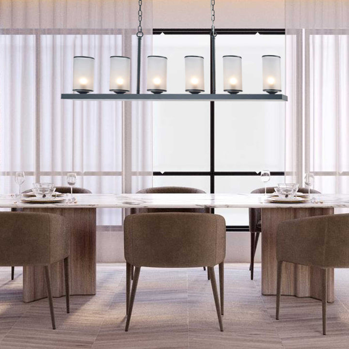 Provincial Collection- 120cm - Frosted Glass - Bar Light - Matte Black