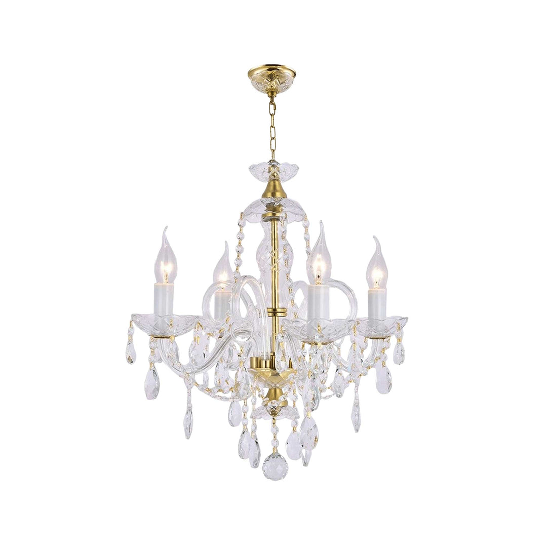 Bohemian Prague 4 Arm Crystal Chandelier - Brass Fixtures - Designer Chandelier Australia