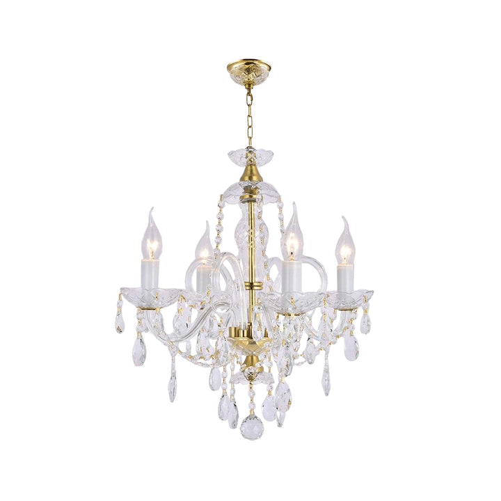 Bohemian Prague 4 Arm Crystal Chandelier - Brass Fixtures - Designer Chandelier Australia