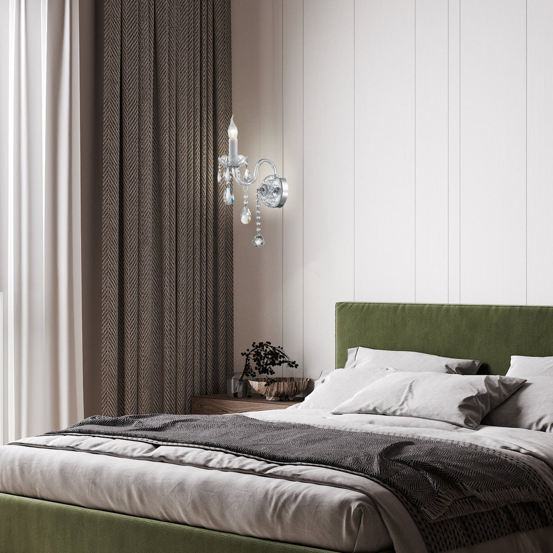 Bohemian Elegance Single Arm Wall Light Sconce- Chrome
