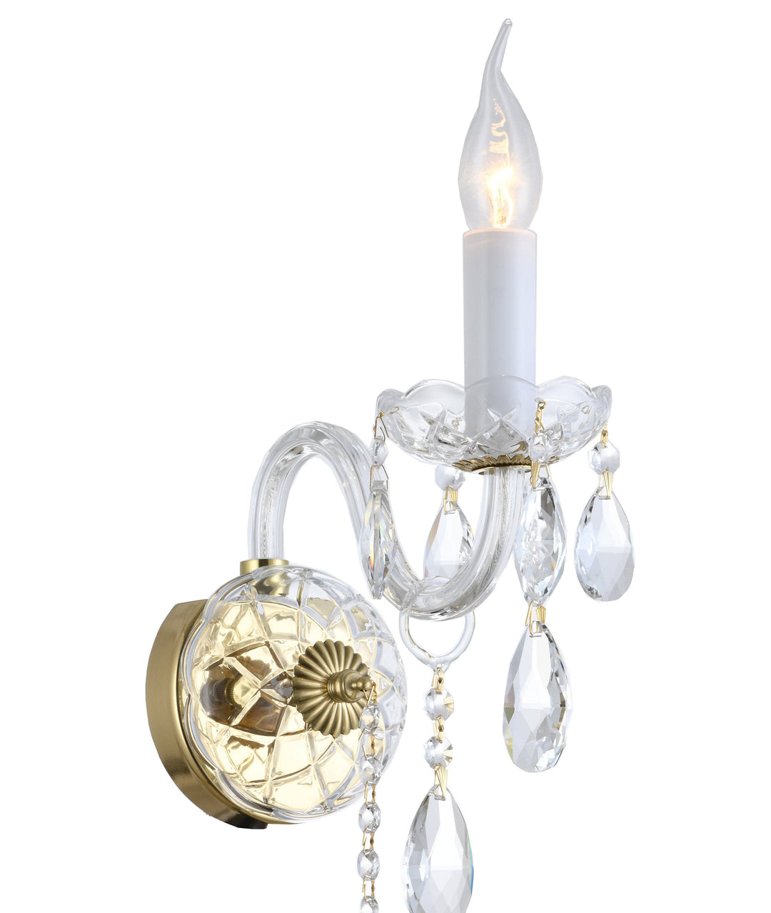 Bohemian Elegance Single Arm Wall Light Sconce – Brass Fixtures to Match Prague Series