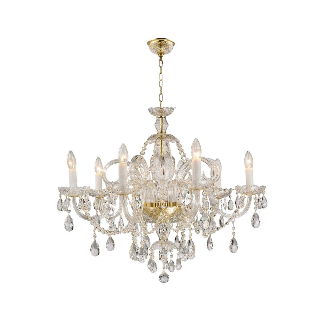 Bohemian Prague 8 Arm Crystal Chandelier - Brass Fixtures - Designer Chandelier Australia
