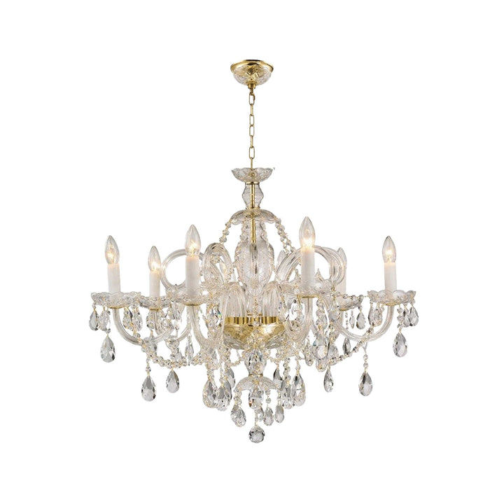 Bohemian Prague 8 Arm Crystal Chandelier - Brass Fixtures - Designer Chandelier Australia