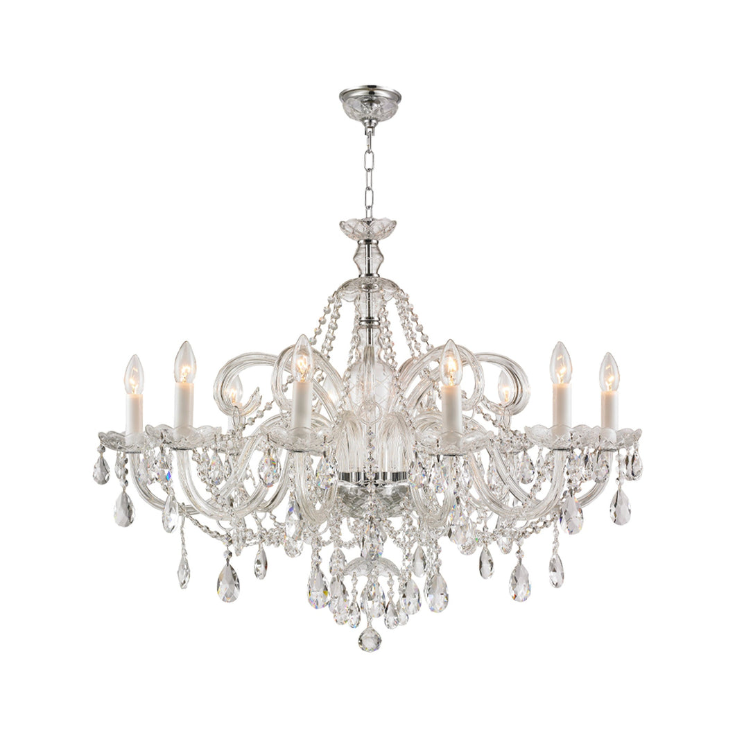 Bohemian Prague 10 Arm Crystal Chandelier - Chrome Fixtures