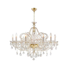 Load image into Gallery viewer, Bohemian Prague 10 Arm Crystal Chandelier - Brass Fixtures
