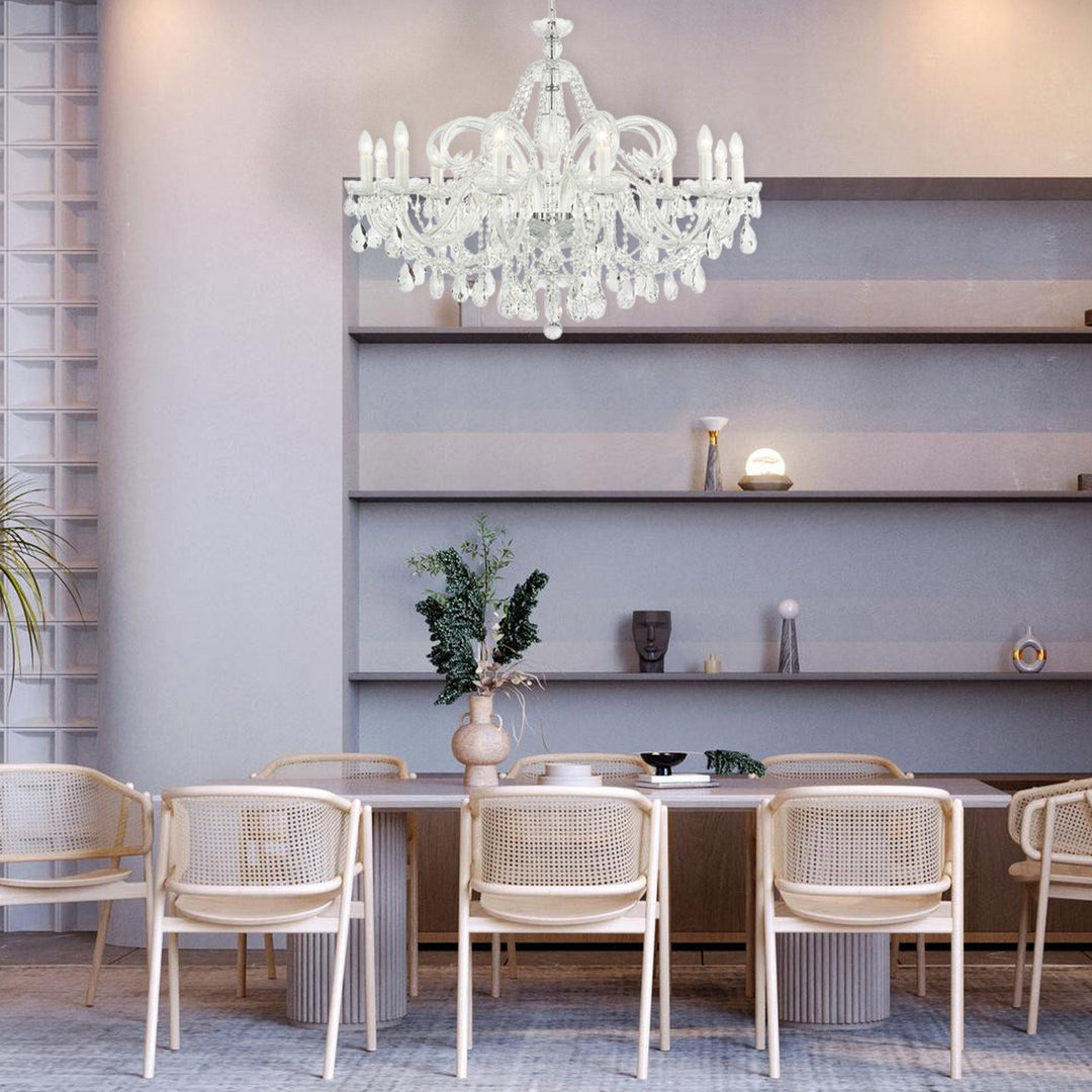 Bohemian Prague 12 Arm Crystal Chandelier - Chrome Fixtures