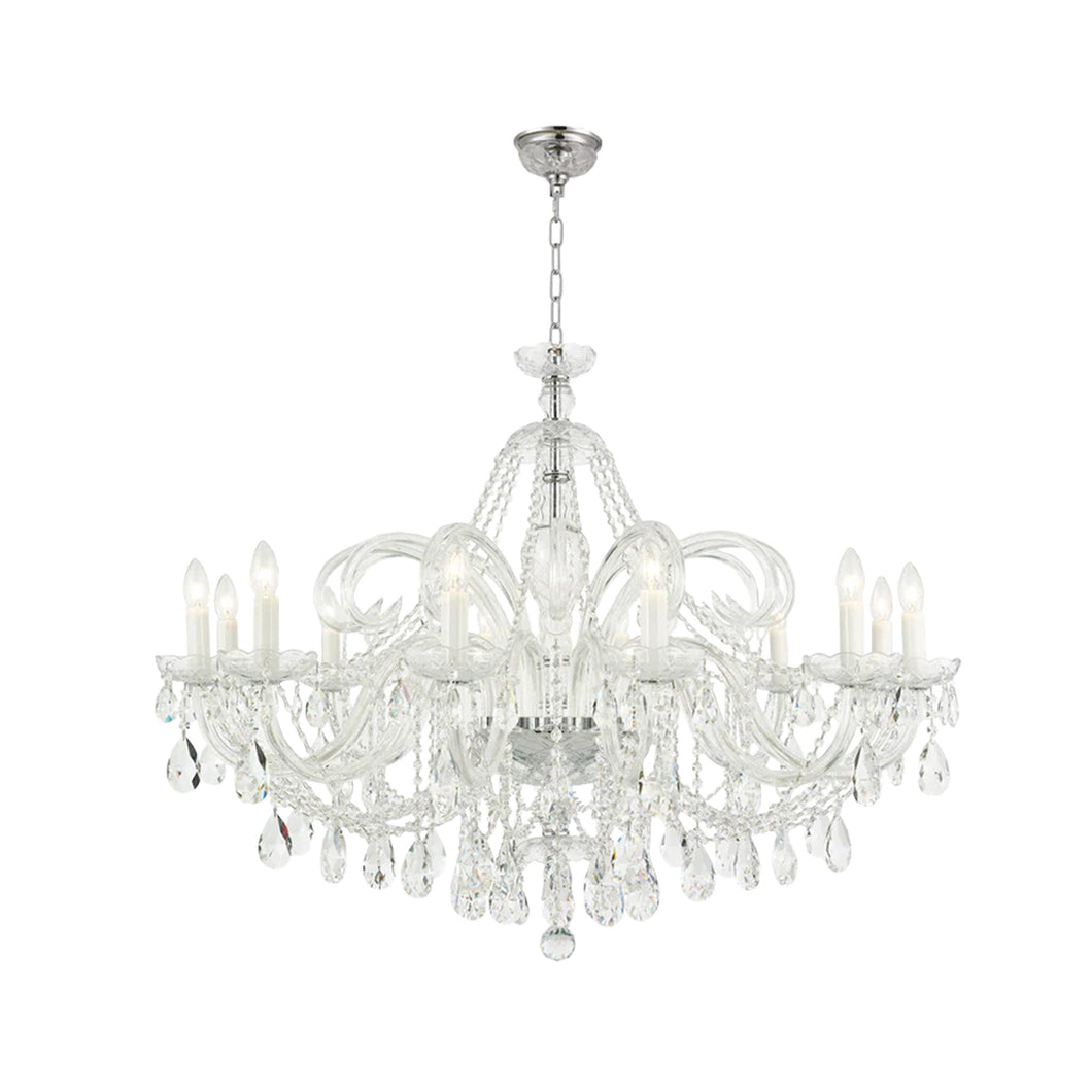 Bohemian Prague 12 Arm Crystal Chandelier - Chrome Fixtures