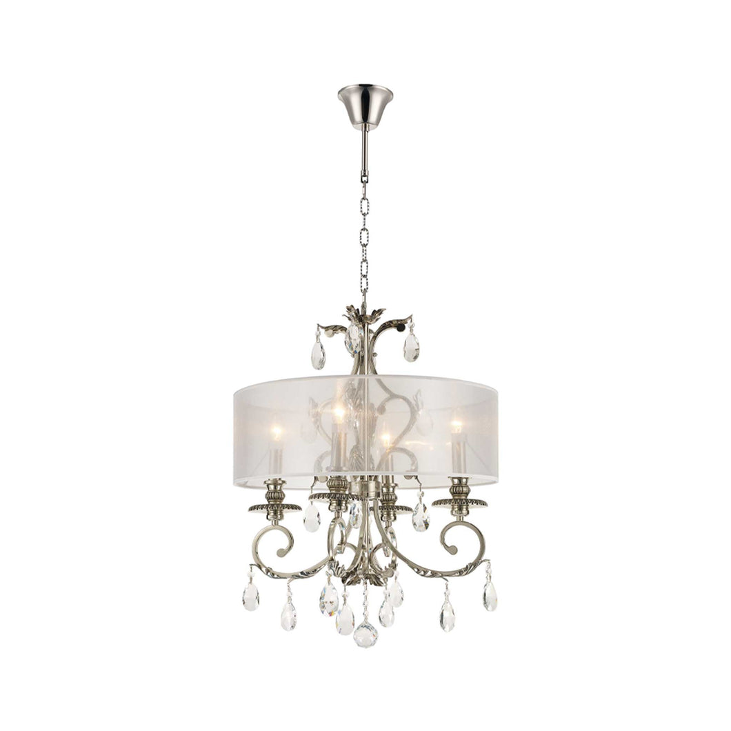 ARIA - Hampton 4 Arm Chandelier - Nickel Plated  - Orb Outer Shade