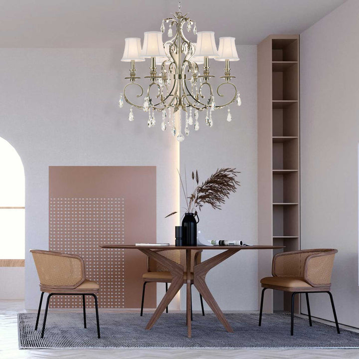 ARIA - Hampton 6 Arm Chandelier - Nickel Plated