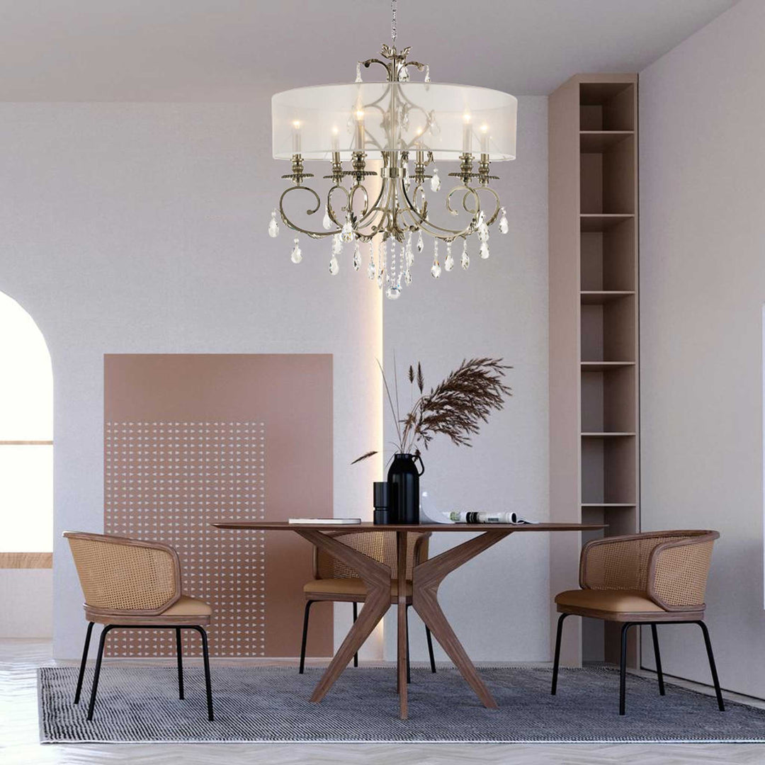 ARIA - Hampton 6 Arm Chandelier - Nickel Plated - Orb Outer Shade