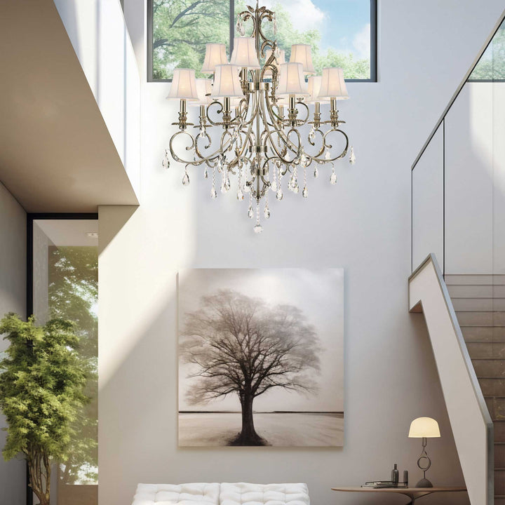 ARIA - Hampton 12 Arm Chandelier - Nickel Plated