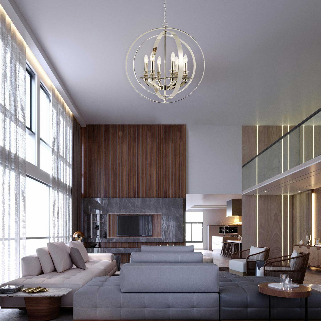 Hampton Orb - 6 Light - Nickel Plated