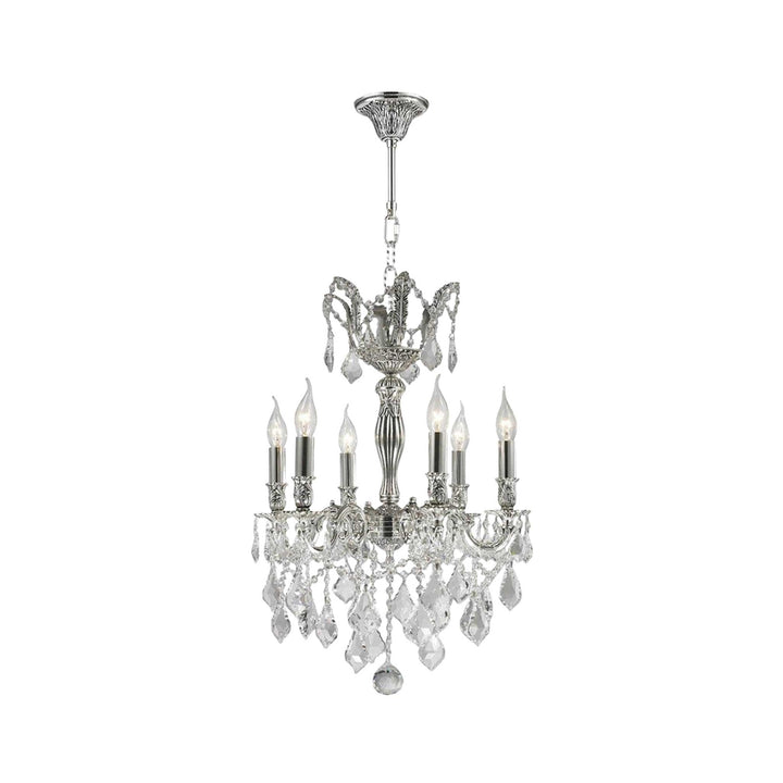Americana 6 Light Crystal Chandelier - Silver Plated