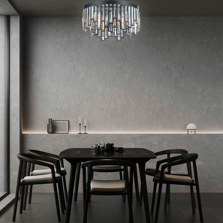Rhea Collection- Flush Mount Chandelier- 50cm- Matte Black