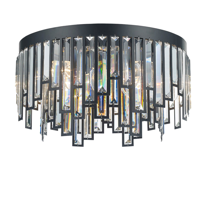 Rhea Collection- Flush Mount Chandelier- 50cm- Matte Black