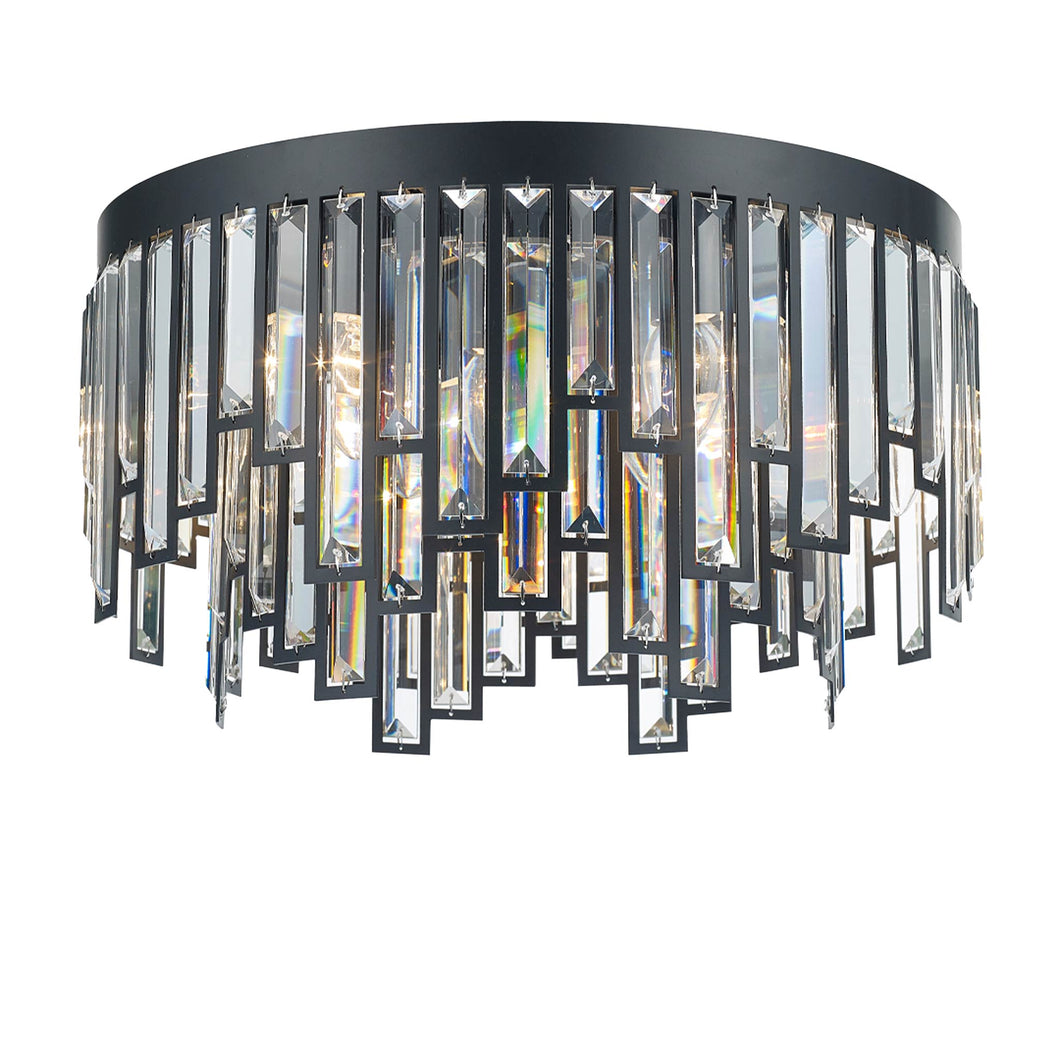 Rhea Collection- Flush Mount Chandelier- 50cm- Matte Black