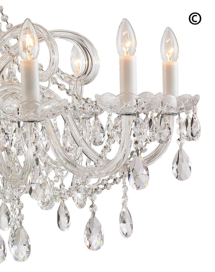 Bohemian Prague 10 Arm Crystal Chandelier - Chrome Fixtures - Designer Chandelier 