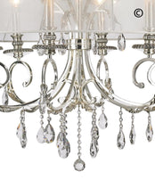 Load image into Gallery viewer, ARIA - Hampton 6 Arm Chandelier - Silver Plated - Orb Outer Shade - Designer Chandelier 
