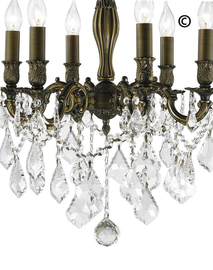 AMERICANA 6 Light Crystal Chandelier - Antique Bronze Style - Designer Chandelier 