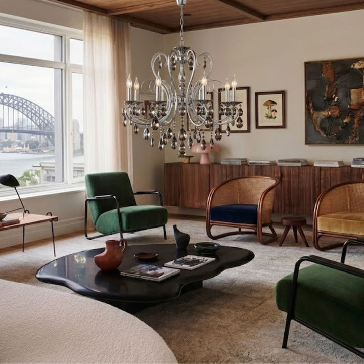 NewYork Princess 8 Arm Chandelier - Smoke - W:70cm