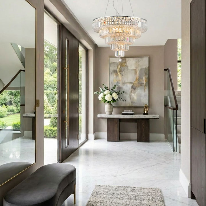 Modular 5 Tier Crystal Pendant Light- Chrome - Medium